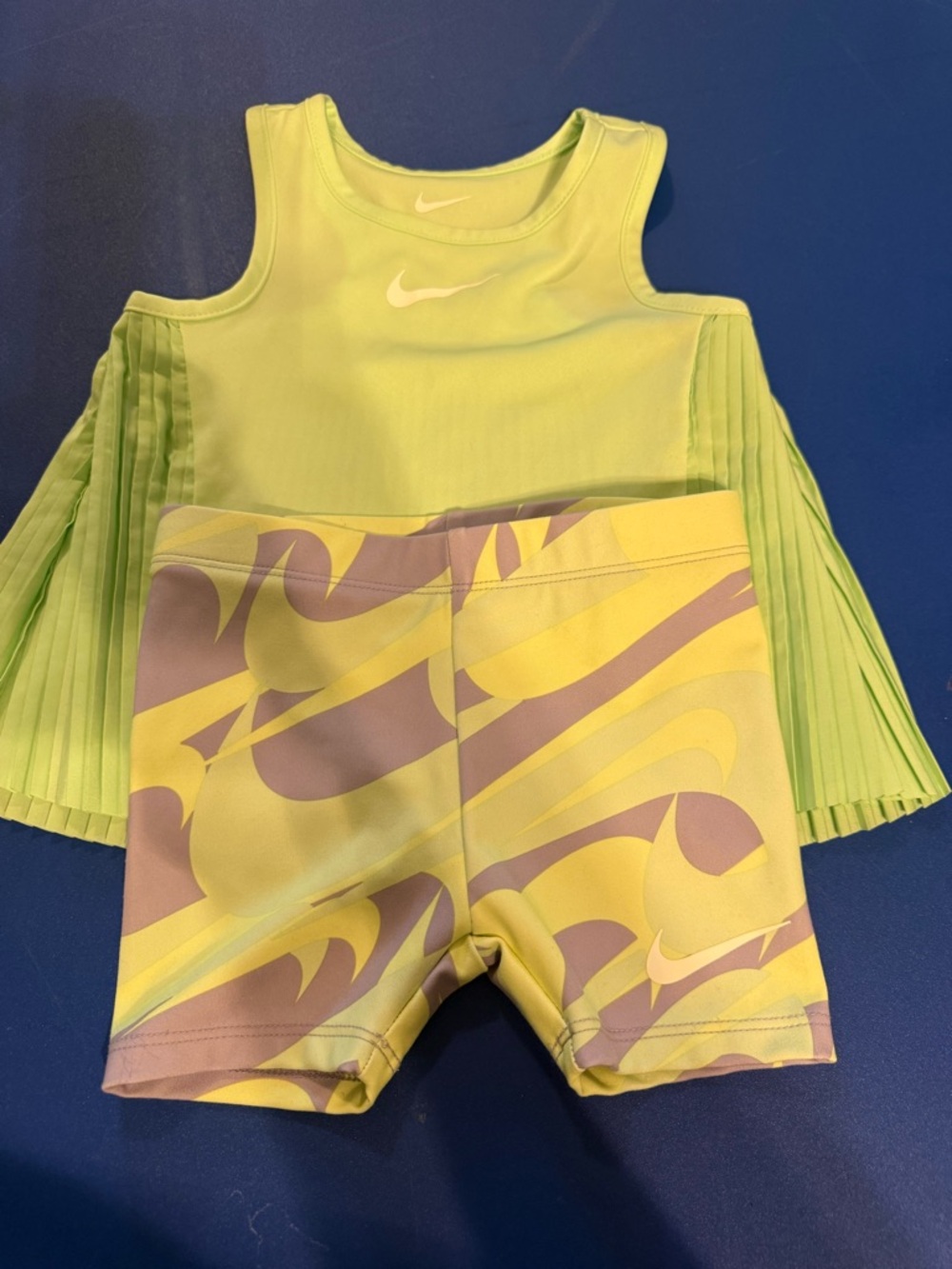 Nike Lime Green Tank with Yellow & Lilac Swirl Shorts 2t